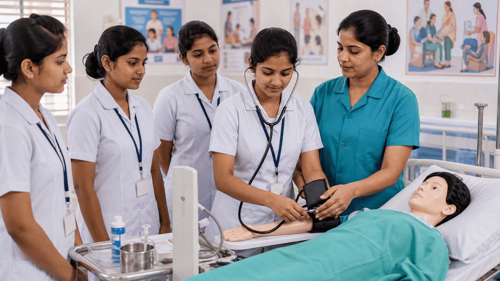 B.Sc. Nursing students in practical training